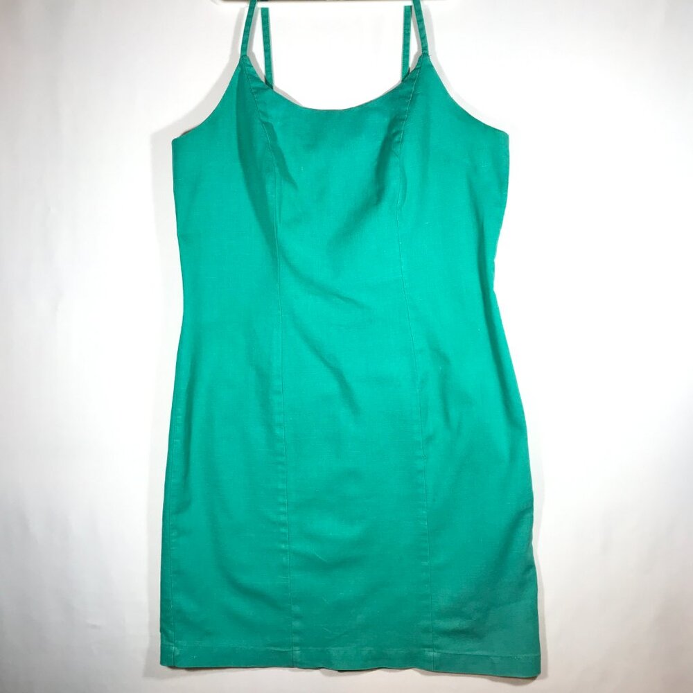 Allison Blair Women's Medium Teal Linen Blend Dress